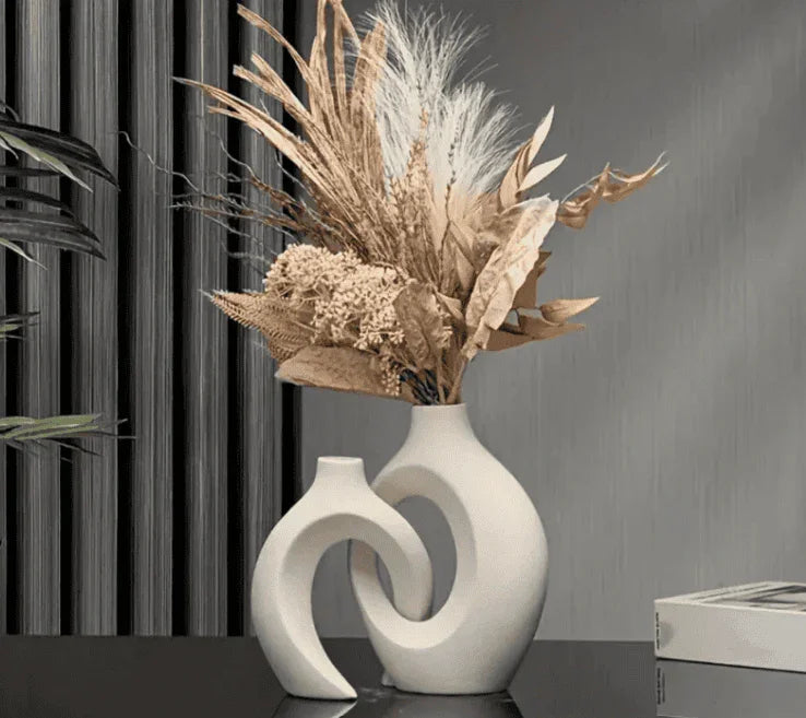 Vaso Decorativo para Sala de Cerâmica para Mesa 2 em 1 - Decoração